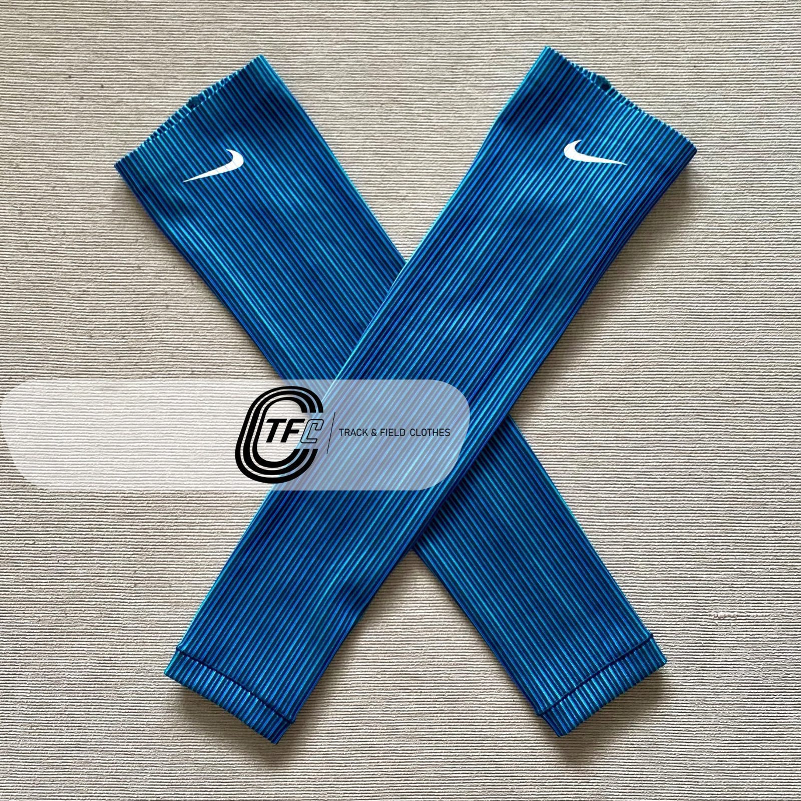 Nike Pro Elite Blue/Green Running Arm Sleeves - Pro-Athlete Issued
